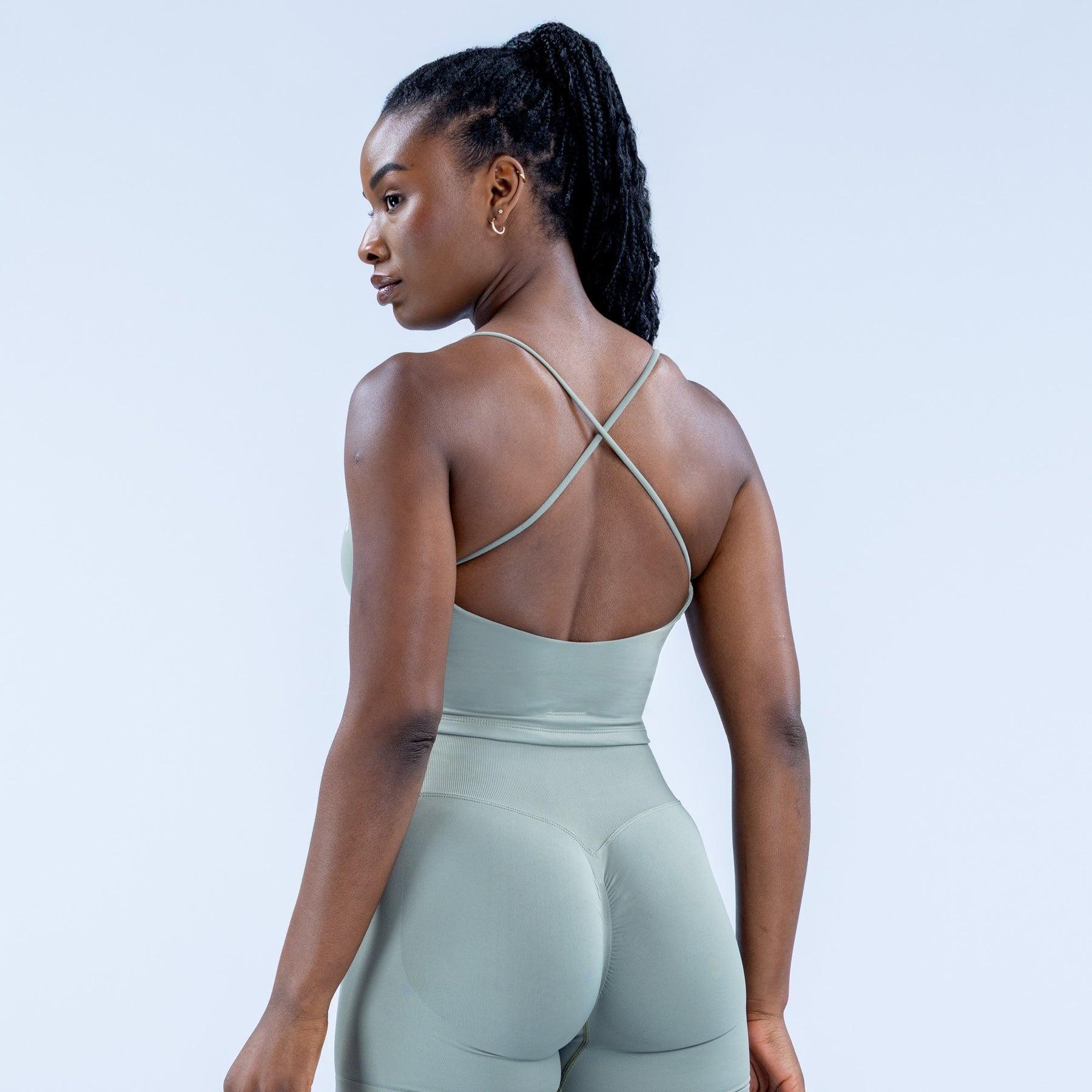 High Elastic Cross Back Racerback Yoga Top  Removable Padded Sports Bra, No Bounce Gym Tank Set For Women