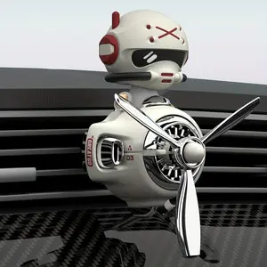 Rotating Propeller Car Air Freshener, Space Sheriff Bear Pilot Solid Scent Diffuser, Funny Car Interior Decor, Gift for Men Drivers