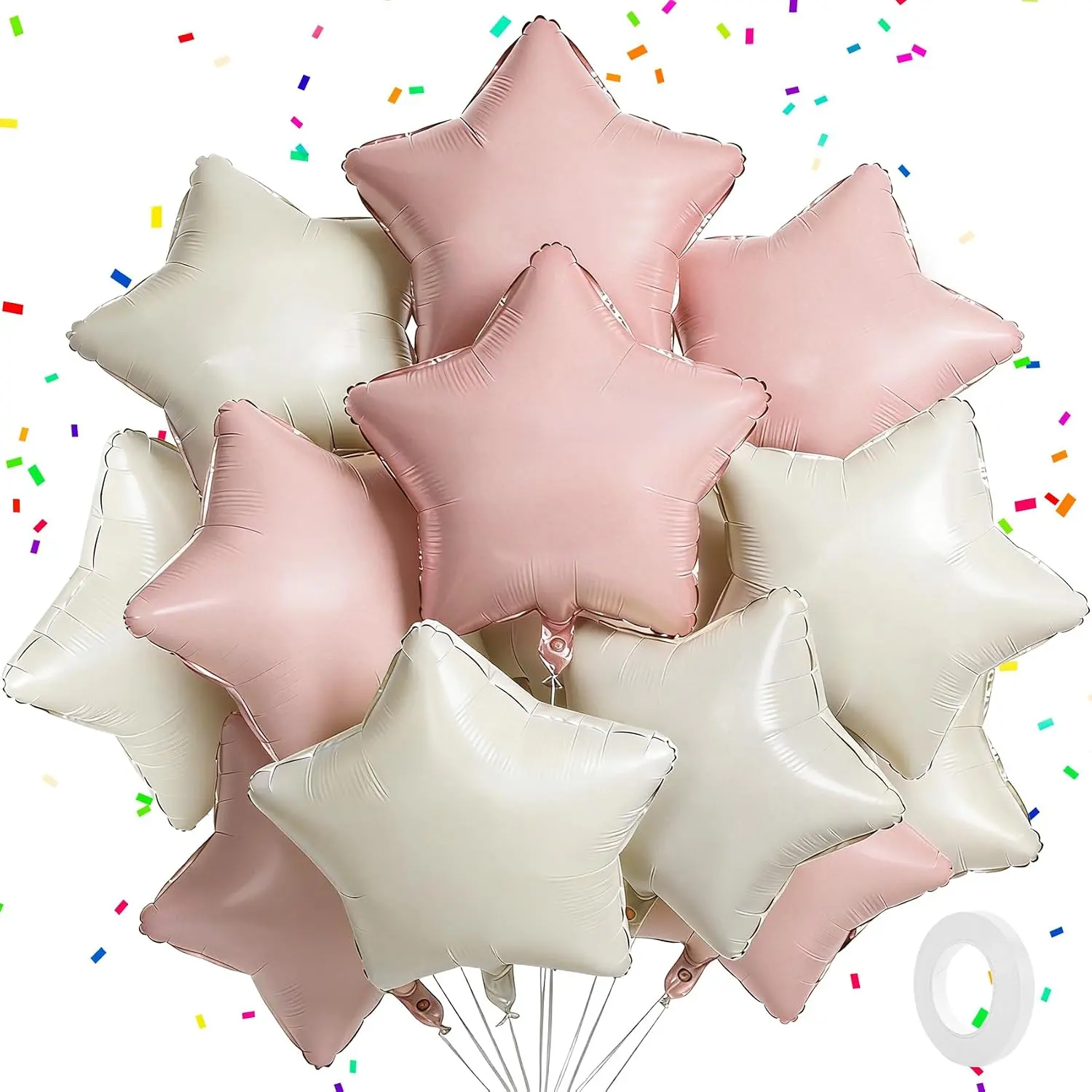 and White  Balloons  Light Pastel Dusty Blush Cream  Foil Balloon Mylar Helium 12 count 18 Inch Birthday Party Decor Bridal  Shower  Anniversary Wedding Valentines Day