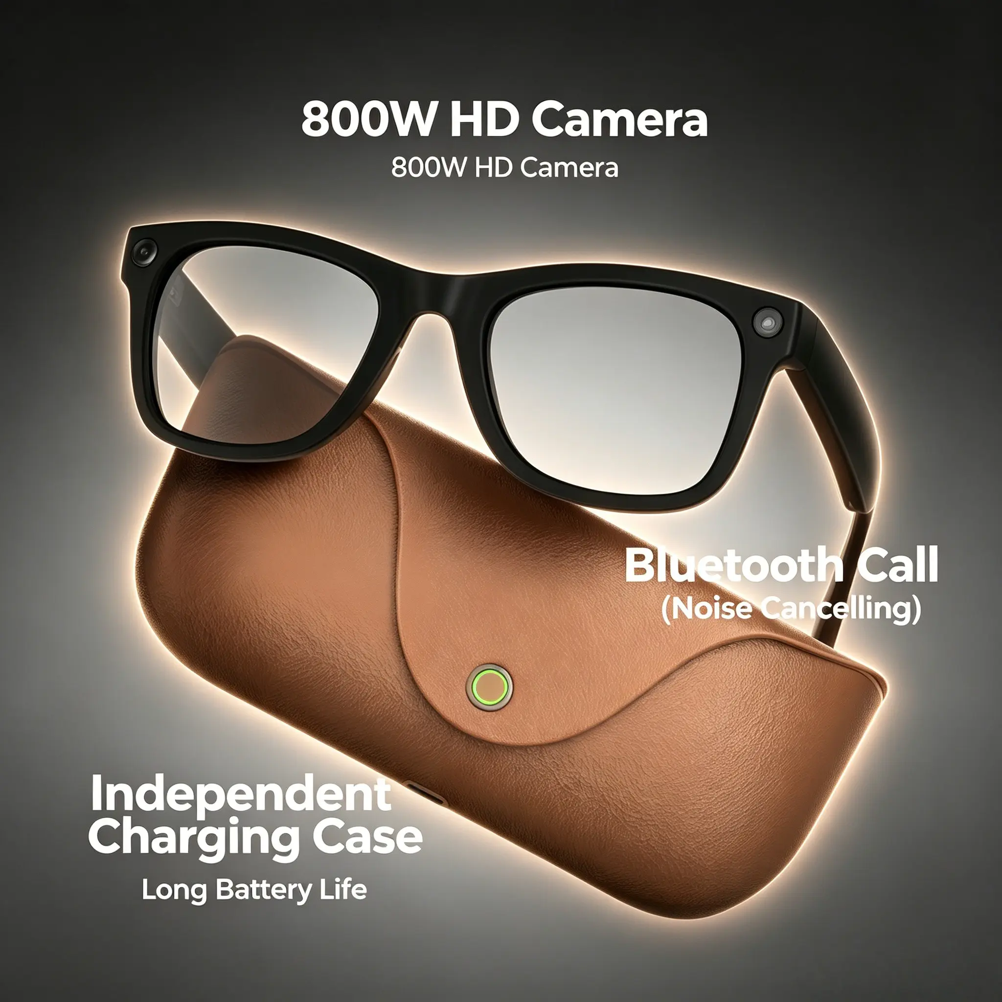 Smart Glasses with Photo Video Ai Translation Bluetooth-compatible Call Music Play, 2000mah Battery, Reverse Charging, Decorative Lens