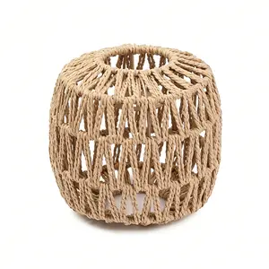 Bohemian Style Wicker Paper Rope Lampshade, Reusable Braided Ceiling Fan Lampshade, Unique Artificial Wicker Design, Decorative Lighting Accessory