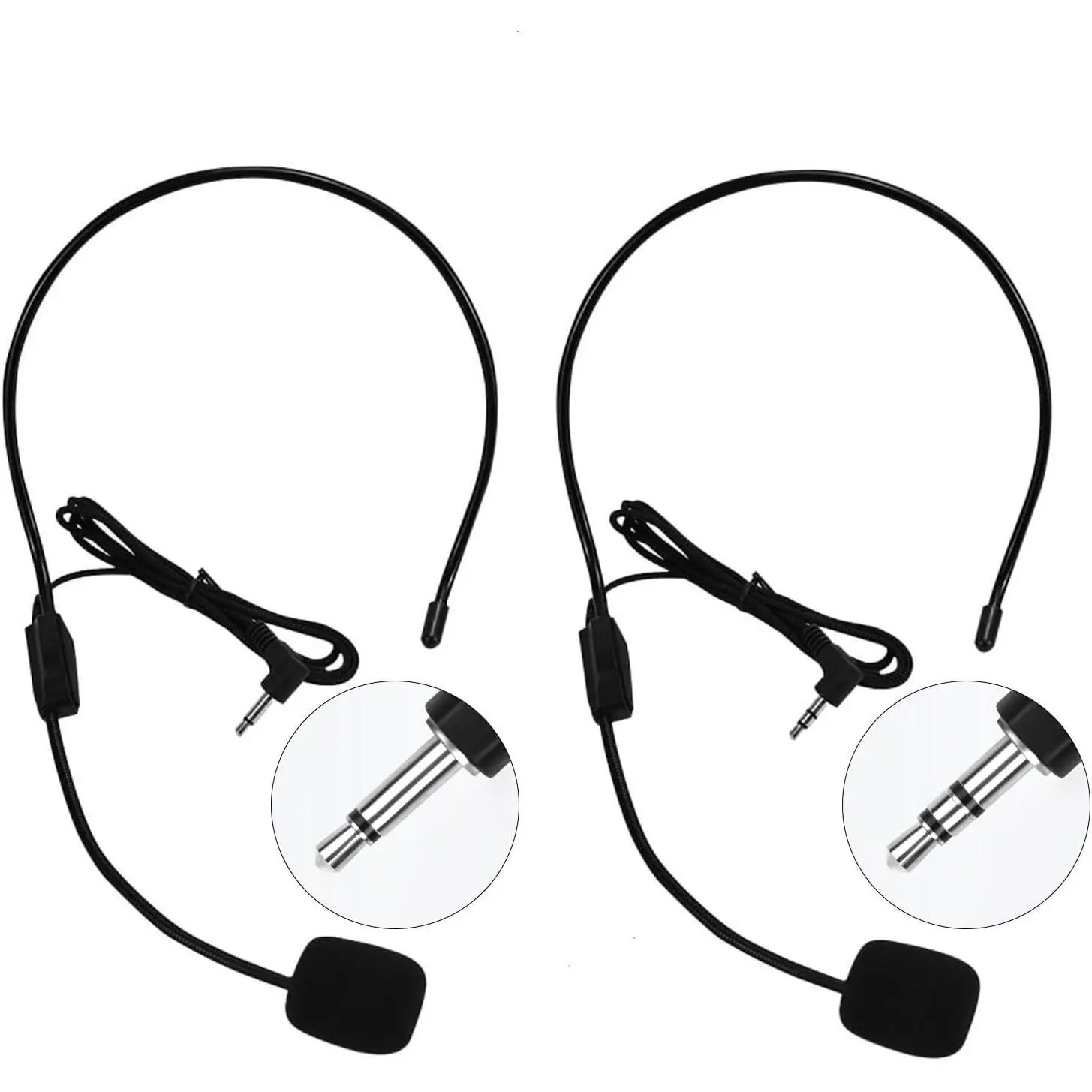 Set of 2 Headset Microphone, Flexible Wired Boom for Voice Amplifier,Teachers, Speakers, Coaches, Presentations, Seniors and