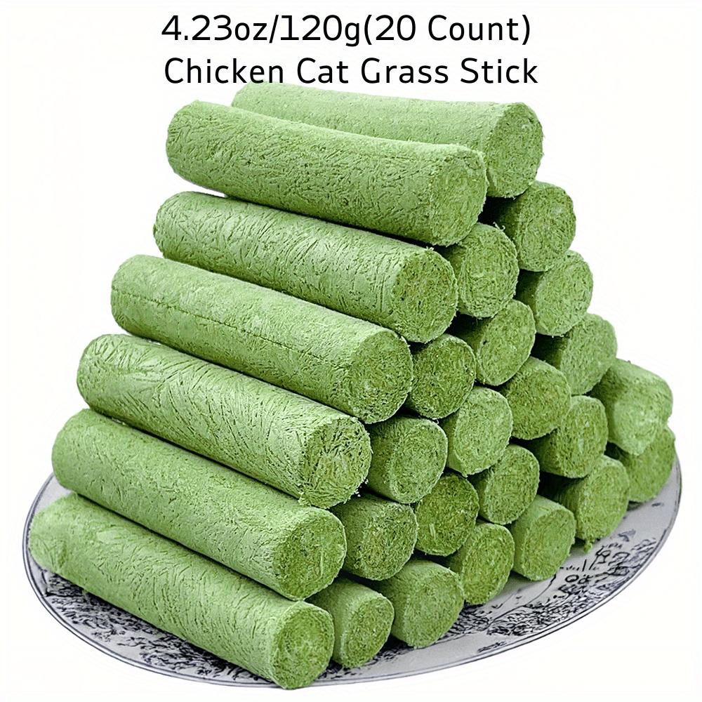 20 Count 4.23oz/120g Cat Grass Stick, Cat Treats for Hairball Support and Teeth Cleaning, Chicken Flavored Hairball Treats for Cats, Natural Freeze Dried Cat Grass Treats for Indoor Cats, Cat Grass for Cat