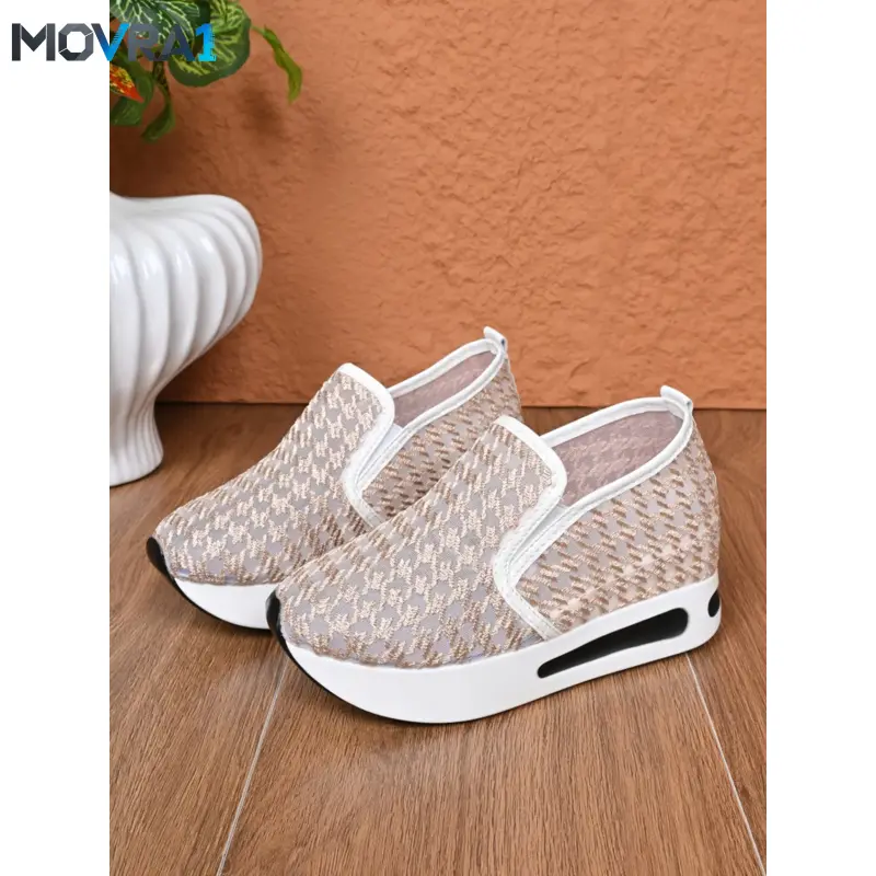 MOVRA1 Breathable Mesh-On Sporty Shoes, Textile Upper Rubber Sole, Plain Design, All-Season Comfort, Slimming Effect, Lazy Casual Athletic Footwear, On Trainers, Casual Fall Shoes
