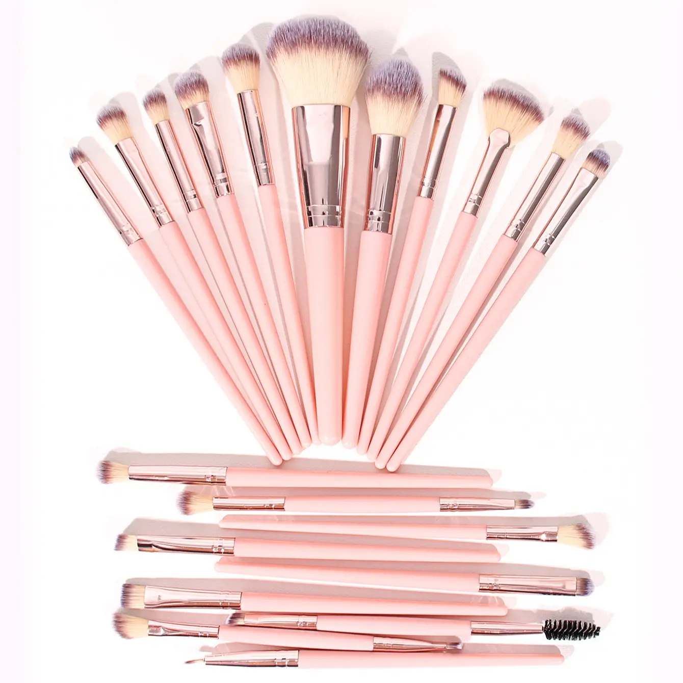 20pcs Professional Fluffy Makeup Brushes, All in One Set for Foundation, Powder, Blush, Concealer, Eyeshadow, Eyebrow, Eyelash, Beginner Friendly, Brush Kit