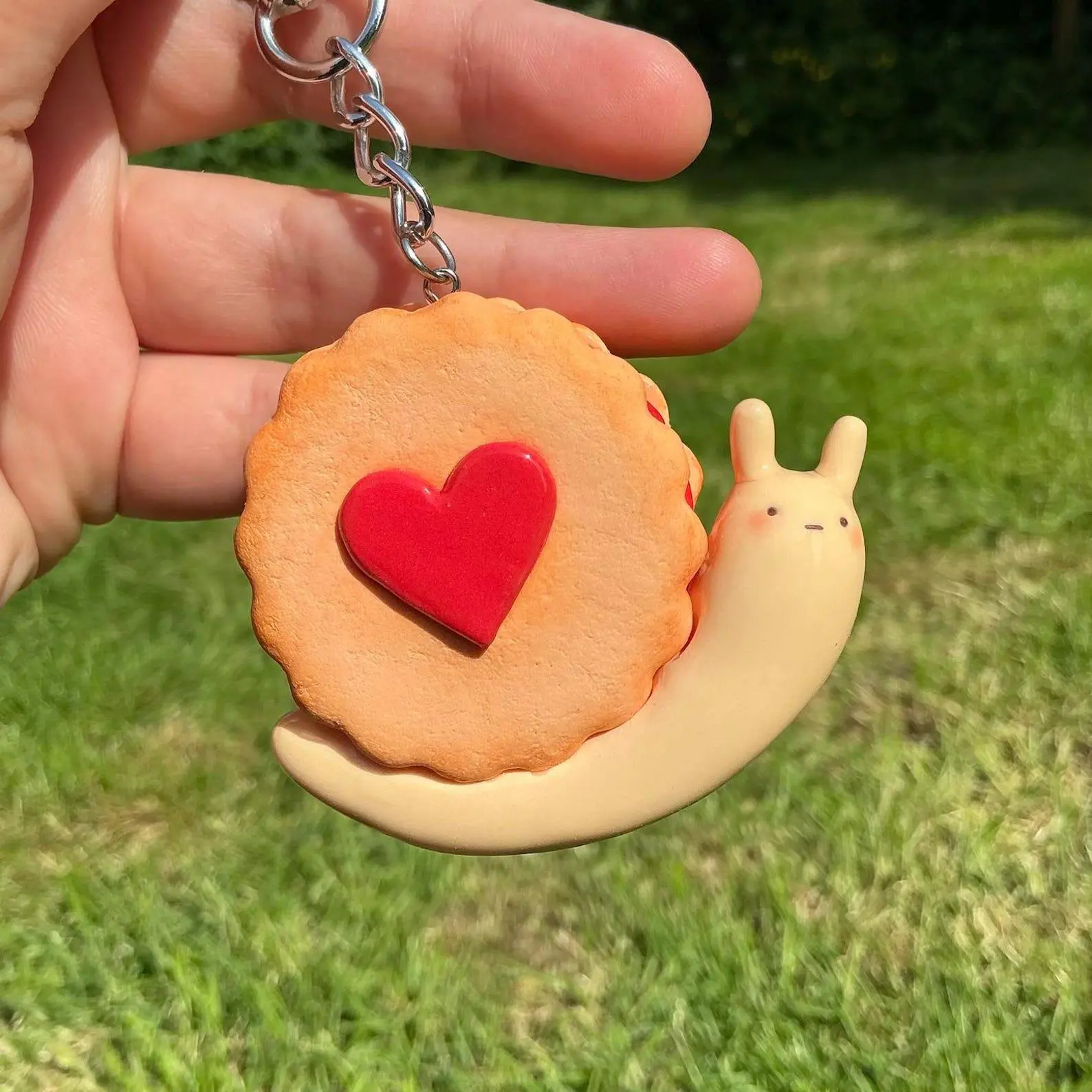 Cookie Snail Bag Charm - Handmade Jam Biscuit Snail Keychain