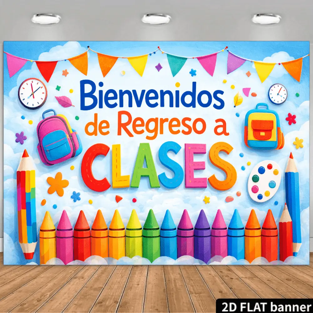 2D Flat HD Digitally Printed Polyester Backdrop Banner - Indoor Back to School Colorful Pattern, Soft Lightweight Foldable Cloth for Photographic Images, Printing, Event Photo & Portrait Shooting, Party Decor