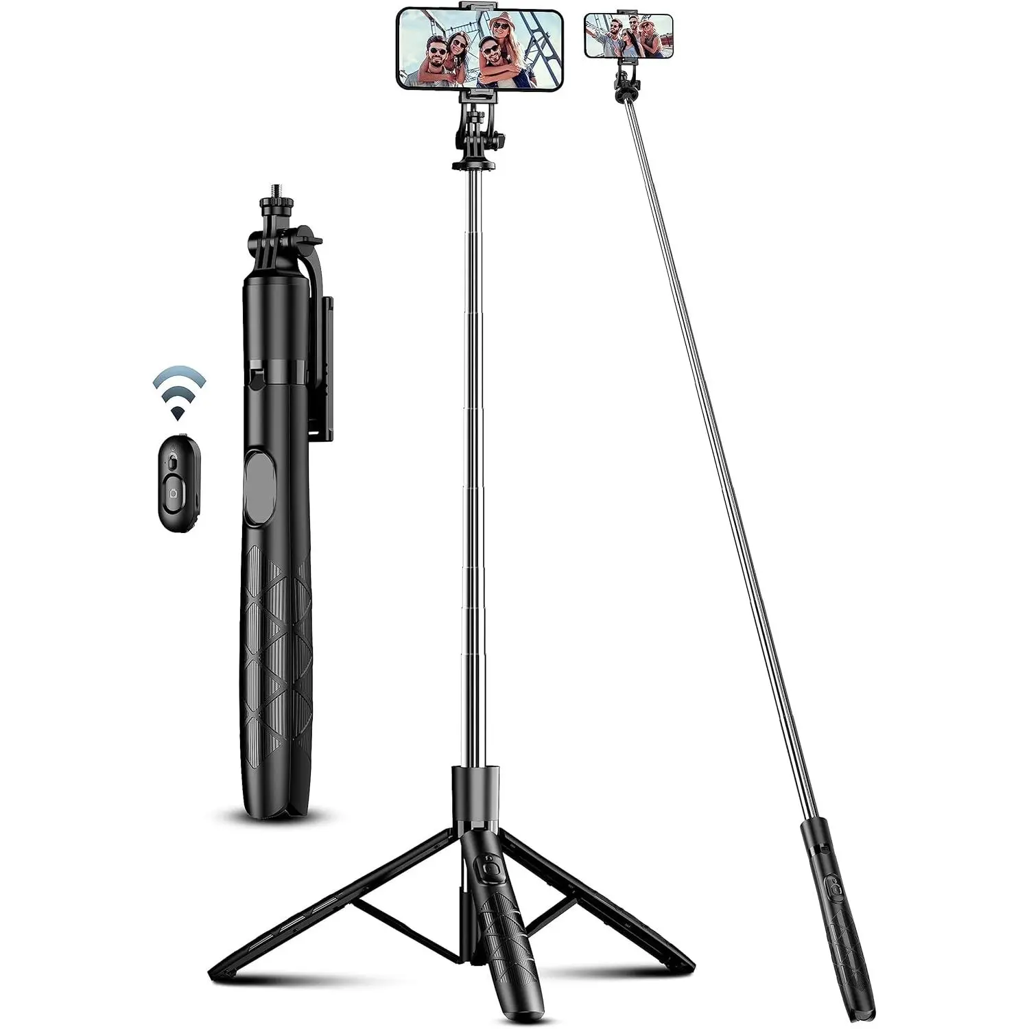 71" Phone Tripod & Selfie Stick, All in One Extendable Cell Phone Tripod with Wireless Remote, Tripods Stand  iPhone & Travel Selfie Stick 360 °   Rotation  with iPhone Android, Camera