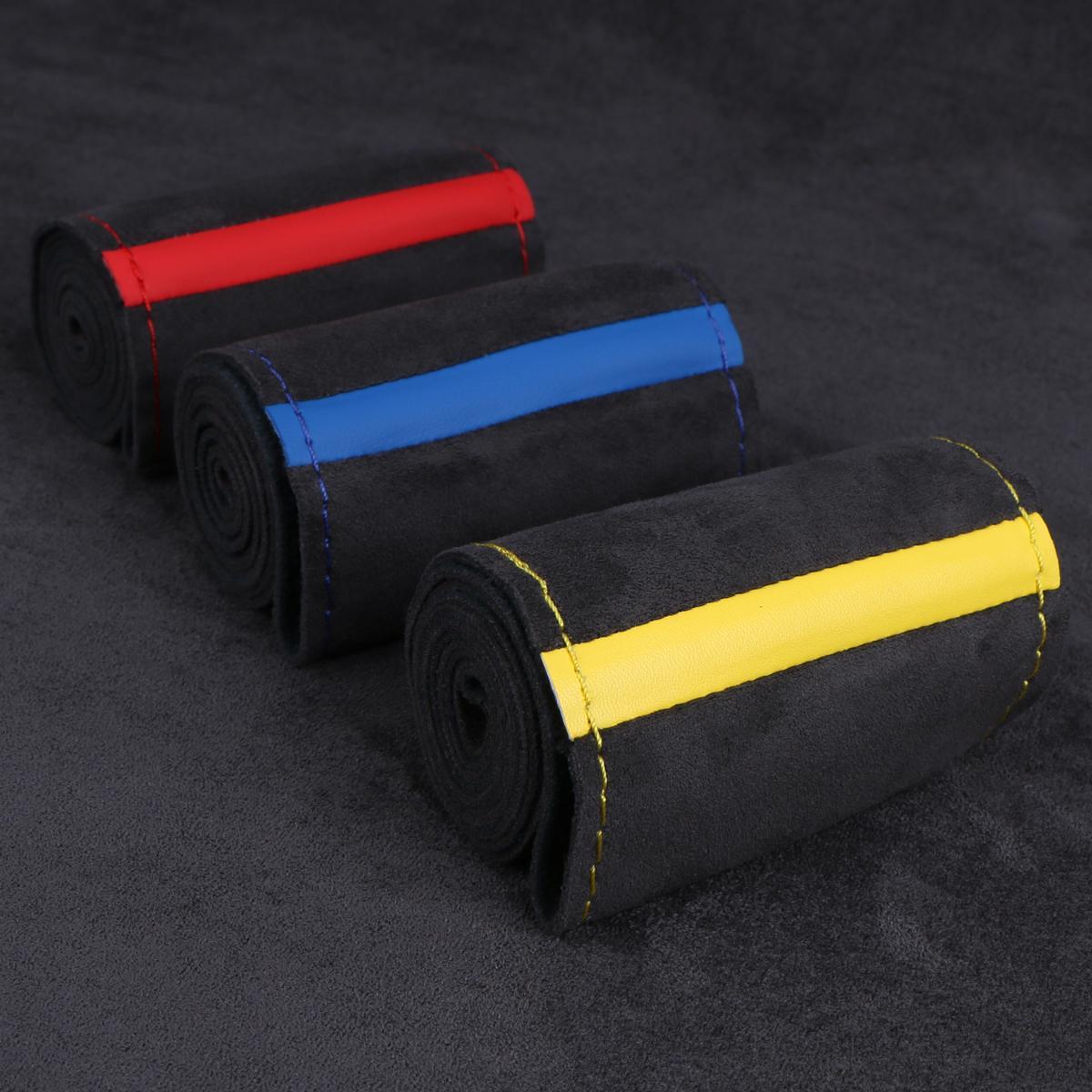 Universal Suede Car Steering Wheel Cover DIY Hand Sewing Soft Leather Braiding Cover For Auto Steering Wheel Universal Suede Car Steering Wheel Cover DIY Hand Sewing Soft Leather Braiding Cover For Auto Steering Wheel