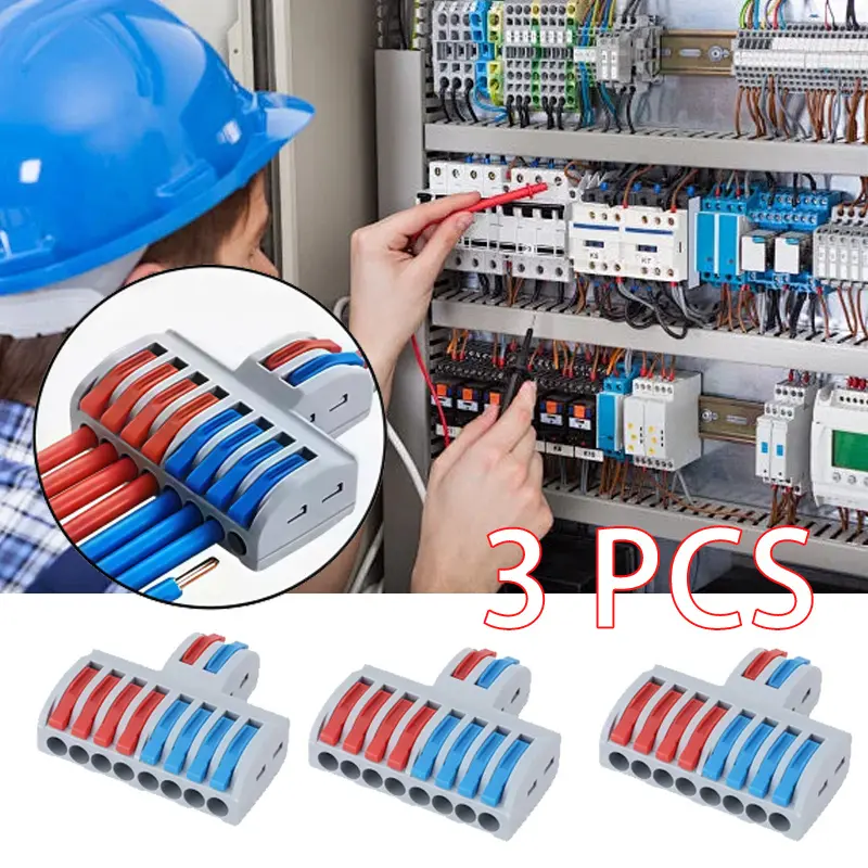 Docking terminals, 3pcs wiring terminals, 2-inch and 8-out connectors, quick detachable wiring connection, easy to operate, simple and practical