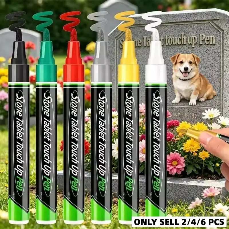 Grave Stone Inscription Repair Pen, 3mm Large Capacity, Waterproof, Heat Resistant, Fast Drying, Non-Fading, Granite Tombstone Restoration Brush