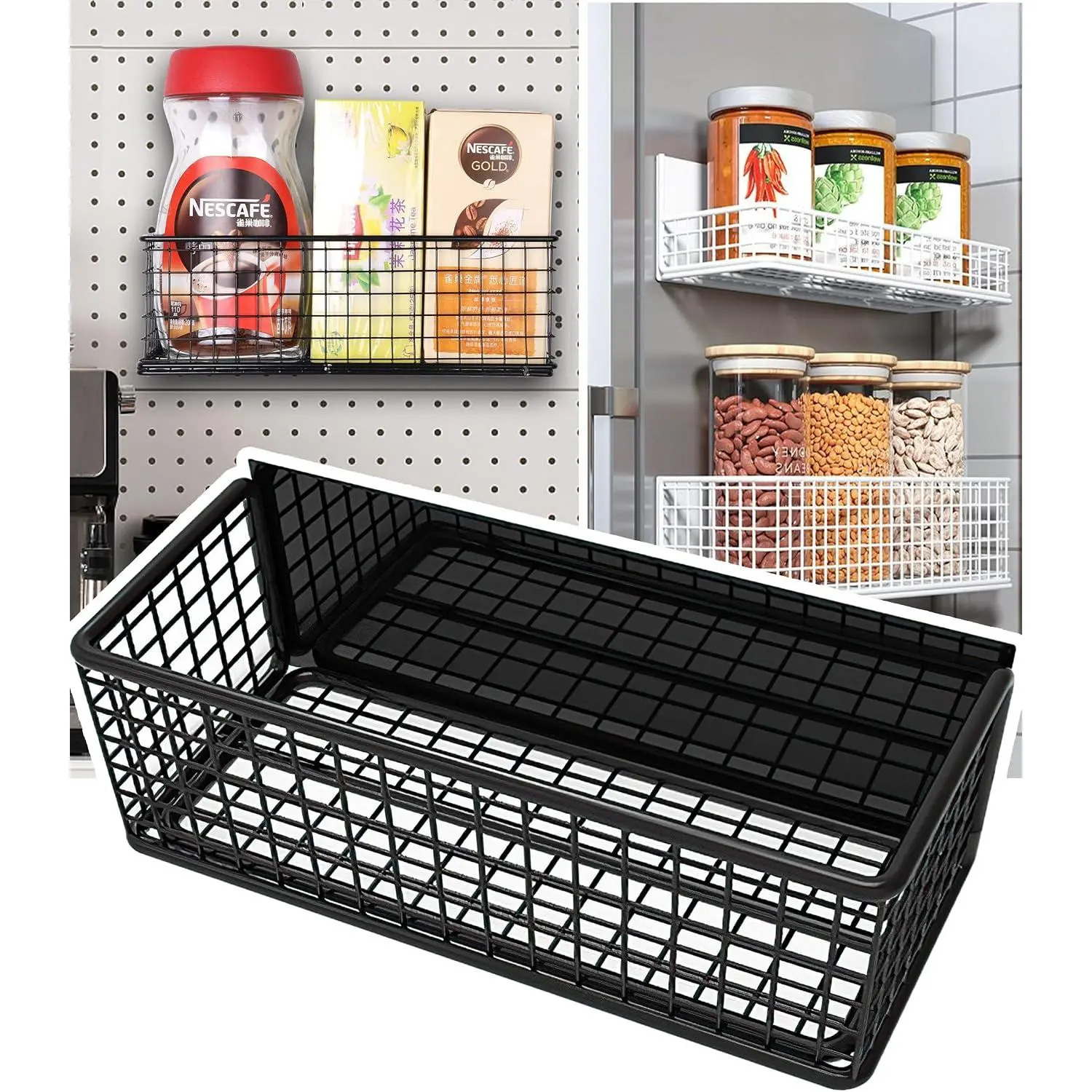 Shelf Fridge Basket Bin for Washer Dryer Locker Whiteboard Cabinet | No Drilling No Assembly,   Organizer Kitchen Laundry Storage Rack Container Holder  Office Classroom
