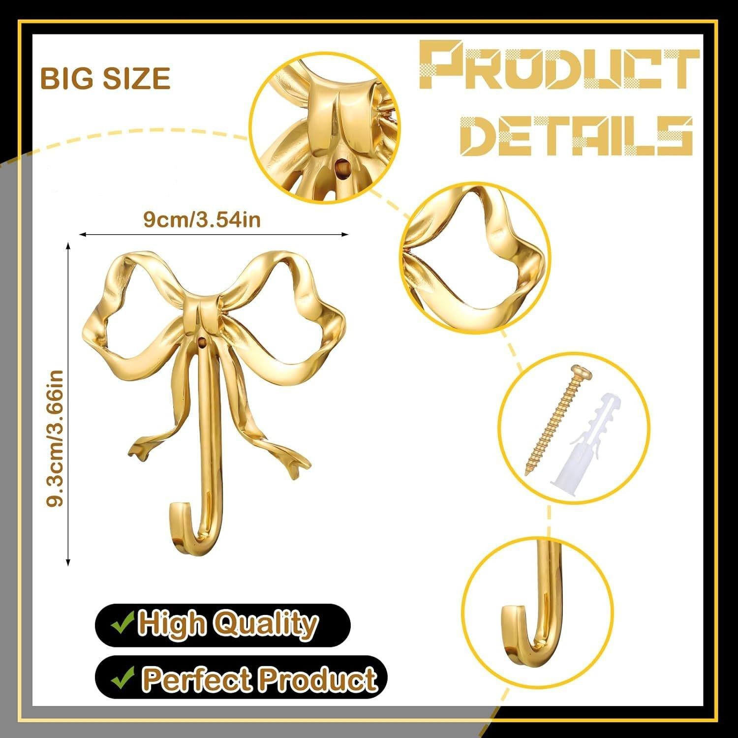 Vintage European Bowknot Decorative Wall Hook, Easy Installation, for Towels, Coats, Bags, Scarves, Keys, Necklaces, Umbrellas, Wall Mounted Hanger, Key Holder