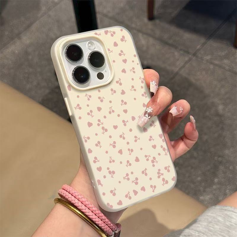 Full Screen Pink Heart Cherry Pattern 2-in-1 All Inclusive Shockproof Phone Case, Minimalist Trendy Precise Cut Protective Cover for iPhone 11 11 Pro Max 12 12 Pro 13 13 Pro 13 Pro Max 14 14 Plus 14 Pro Max 15 15 Pro 15 Pro Max 16 16 Pro Max 17 17 Air 17