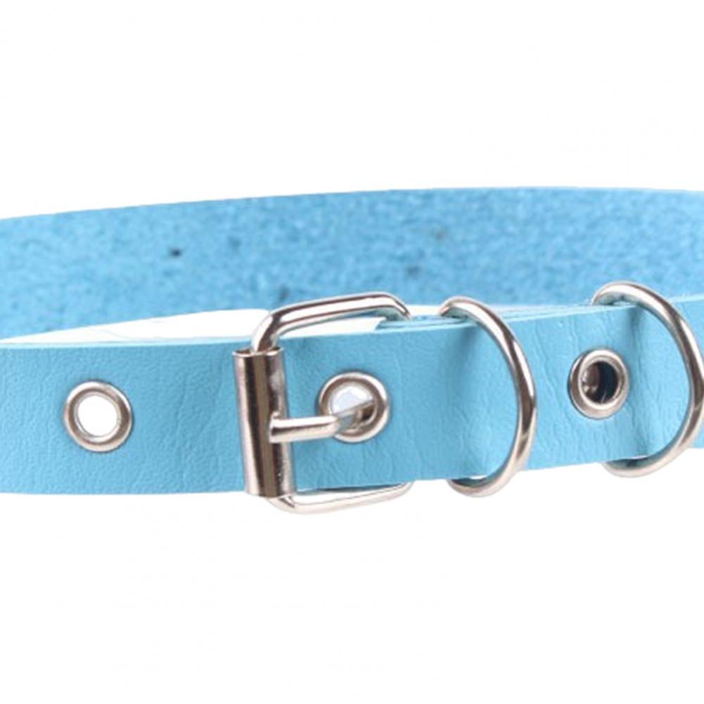 Women Necklace Faux Leather Vintage Punk Style Adjustable Solid Color Bukle Pin Neck Belt Party Club Choker Adult Jewelry