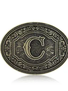 Western Cowboy 26 Letter Buckle, Unisex Smooth Ring Belt Buckle, Casual Animal Pattern, All Seasons Accessory, Unique Design