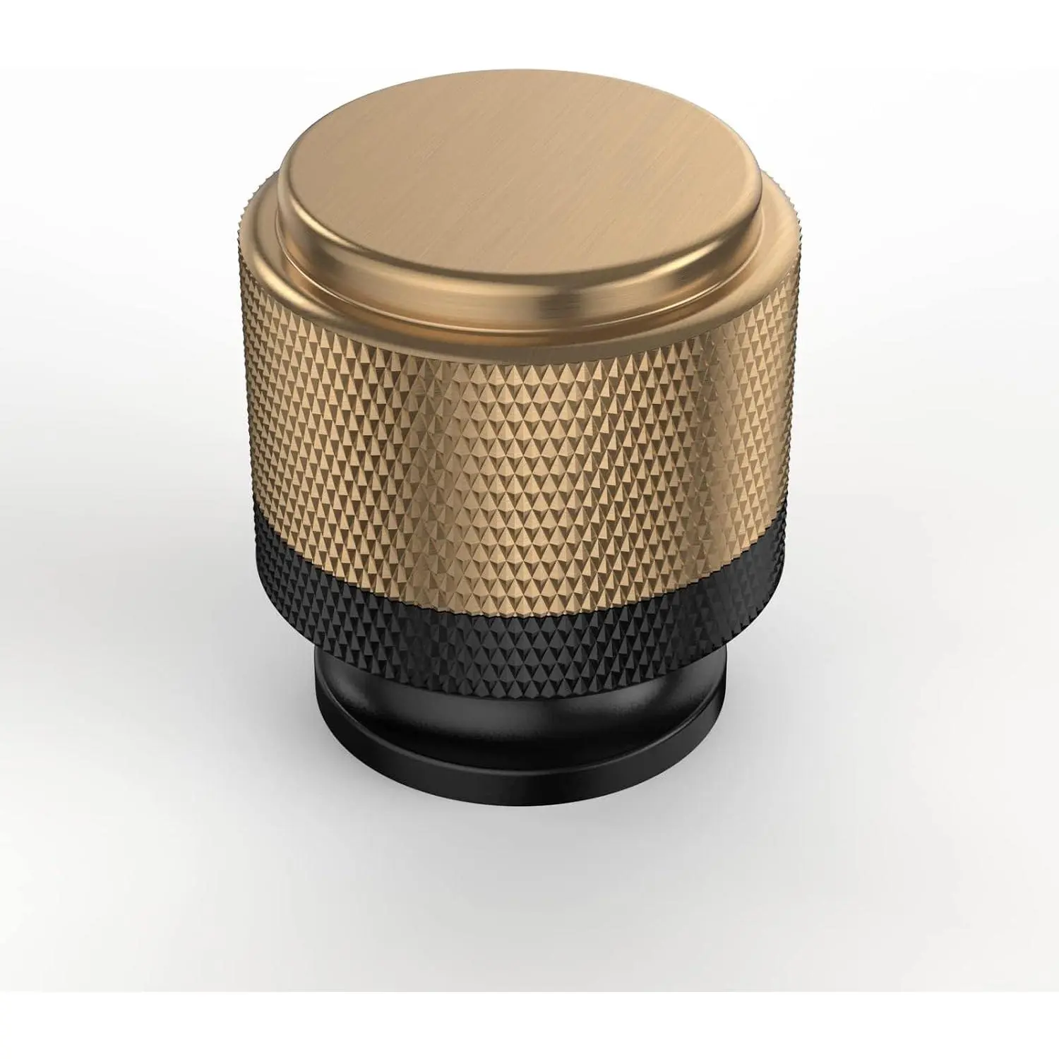 6-piece set of matte black and champagne bronze kitchen knurled cabinet knobs, dresser knobs, drawer knobs, cabinet hardware, zinc dresser drawer knobs