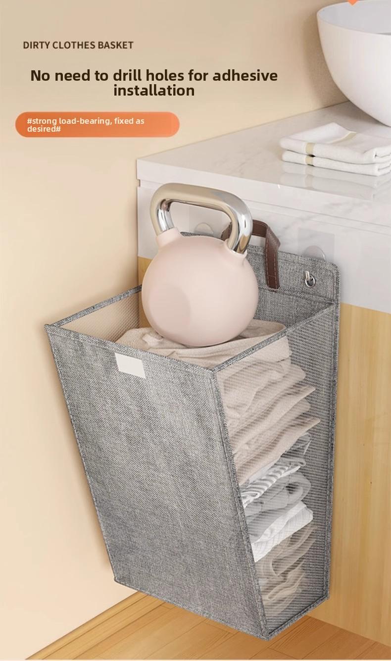 Practical wall-mounted dirty clothes basket, dirty clothes basket, foldable home bedroom dormitory multi-functional dirty clothes basket
