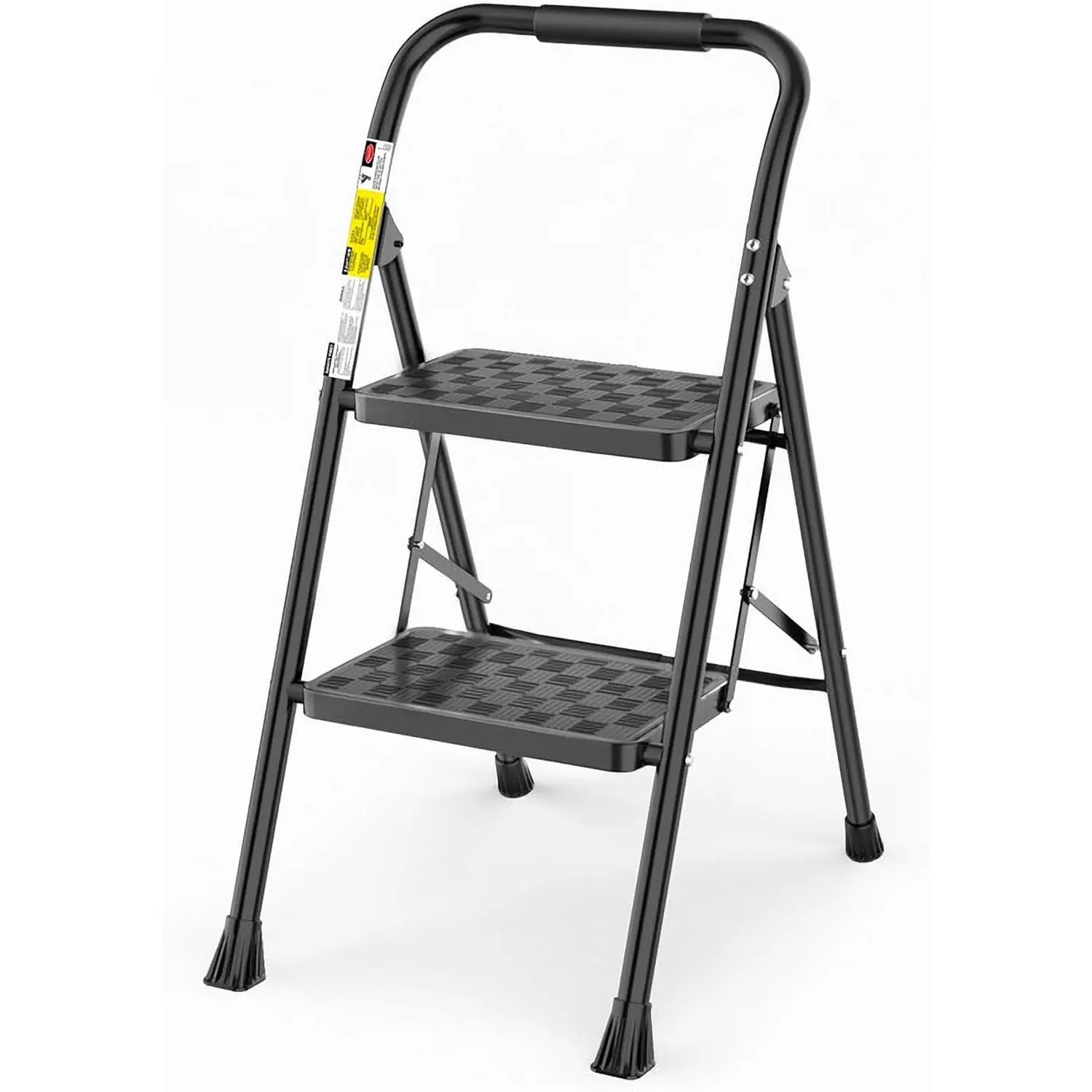 2-step ladder, adult step stool, 2-step folding ladder, wide steps with ergonomic design