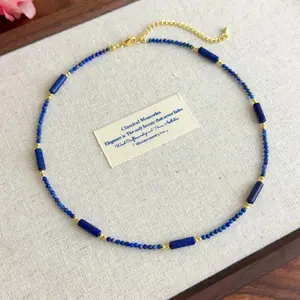 New Chinese-Style National Elegance Lapis Lazuli Necklace Crystal Bead Necklace Versatile and Stackable Collar Chain