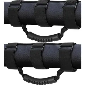 Roll Bar Grab Handles, 2-Pack Heavy-Duty Grips with Upgraded Metal Buckles for Higher Load-Bearing, Universal Automotive Accessories for 2"-3" Bars on Jeep Wrangler JL JK TJ YJ, Enhances Off-Road Security, Accessories For Your Car