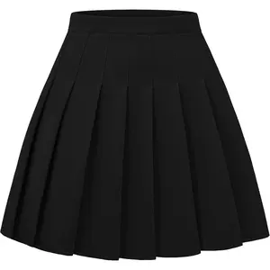 Women Pleated Skirt A-Line Short Mini Basic Skirt School Uniform Cheerleader Skirts Skater SkirtGift.