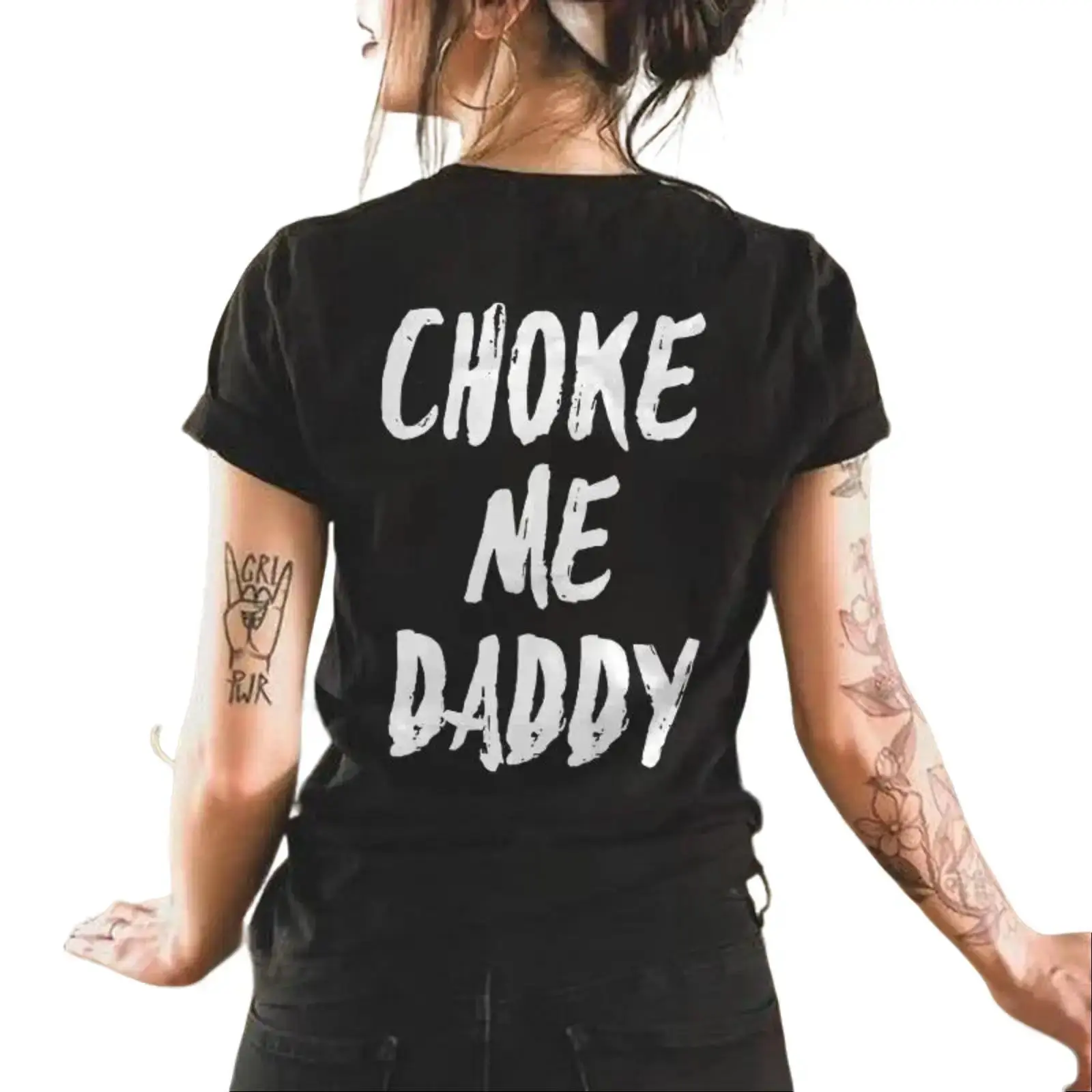 Men's 100% Cotton Classic Round Neck Short-Sleeve Soft Casual Fit Tshirt, Unisex Twist Seamless "Choke Me Daddy" Printed Apparel Clothes (t0413), Shoulder Tape, Relaxed Fit, All Seasons, Graphic Print, 7-Day Return/Exchange Policy