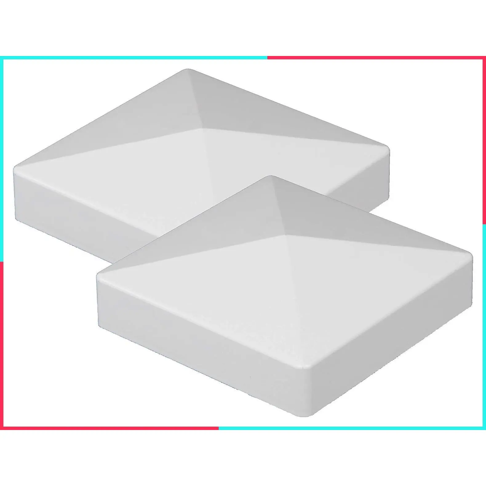 2-Pack Premium White PVC Vinyl 5x5 Inch External Pyramid Post Cap