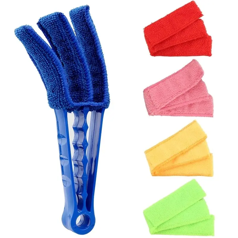Window Blind Cleaner Duster Brush with 5 Microfiber Sleeves - Blind Cleaner Tools for Window Shutters Blind Air Conditioner Jalousie Dust Dusters For Cleaning