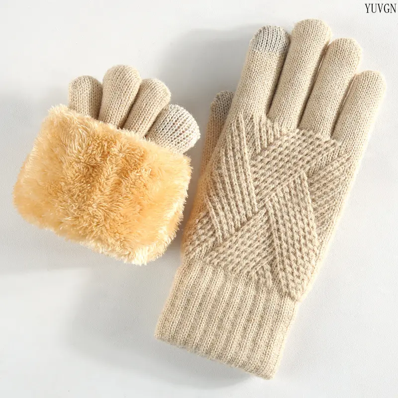 Unisex Dual-Use Touch-Screen Knitted Gloves with Detachable Fuzzy Cuff Fingerless Liners, Warm Winter Texting Hand Warmers for Commuting, Driving, Cold-Weather Outfits, Detachable Liners