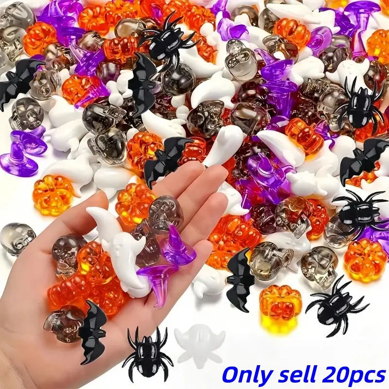 20pcs Halloween Spooky Decor Set, Ghost Pumpkin Skull Bat Spider Witch Hat, Table Centerpiece Vase Filler, DIY Party Supplies, Fall Festival Gift