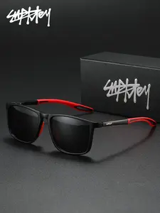 SUPKLEY Simple And Comfortable Nose Support, Men'S Polarizing Film Sunglasses, Square Frame Commuting, Uv Protection, Fashionable Accessories, Driving And Hiking To Reduce Glare, Trendy Sunglasses