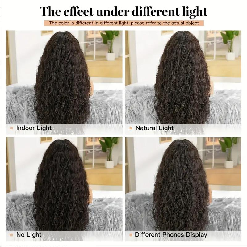 Cornrow African long curly wig, cornrow middle-part wig, curly black-brown wig, high-end appearance, realistic