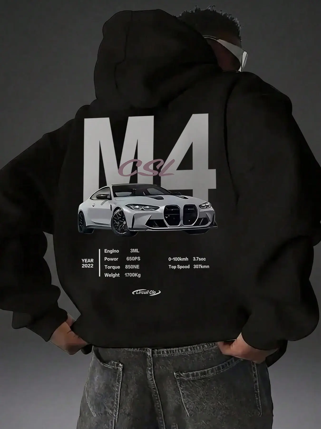 Men's Streetwear Pullover Hoodie, Car Print Clev Judge, Fall Winter Loose Fit Long Sleeve Jersey, Casual Graphic Sweatshirt