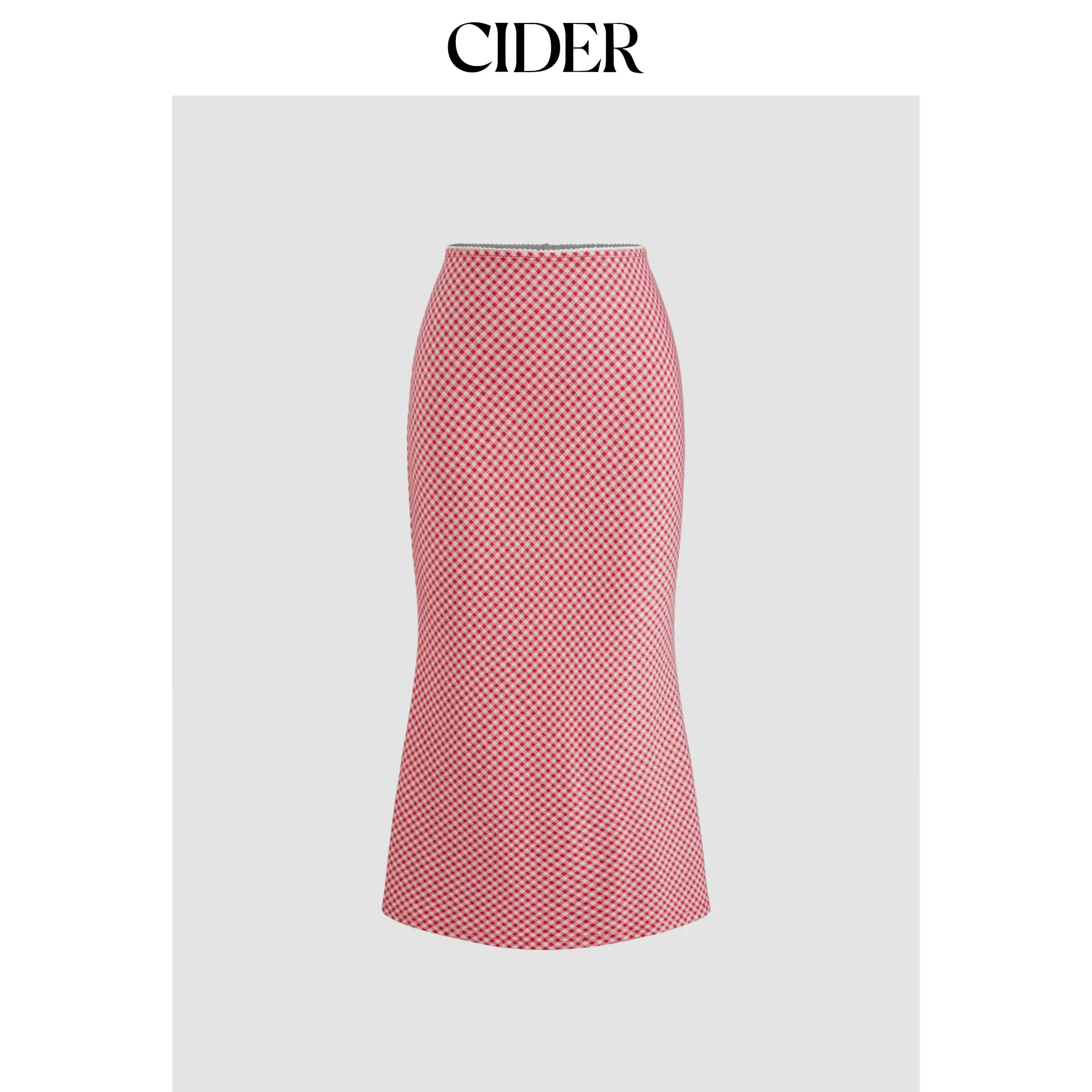 Cider [size 2-10] Mid Rise Gingham  Mermaid Maxi Skirt