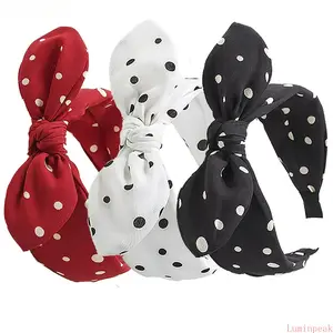 Female 3PCS Wide Bow Headbands - Cute Polka Dot, Rabbit Ear Hair Hoops - Casual, Everyday, Party Leisure Hair Accessories for Indoor Recreation