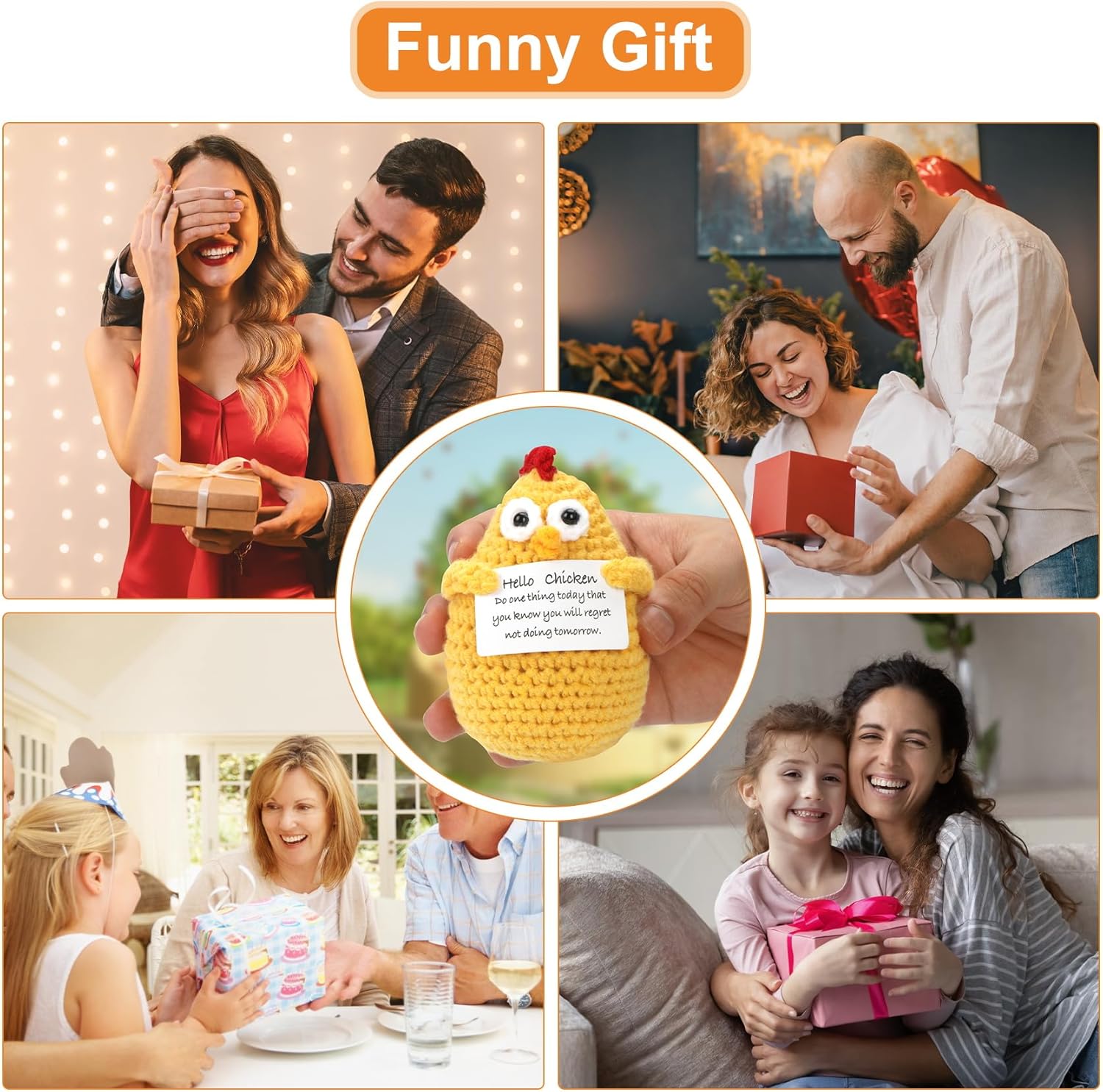 Looking for a funny and heartfelt gift? This Emotional Support Nuggets crochet chicken is exactly it! Handmade positive cheer up decor, cute tiny chicken plush ideal for birthday presents and emotional support. Small in size but huge on love andgood vibes