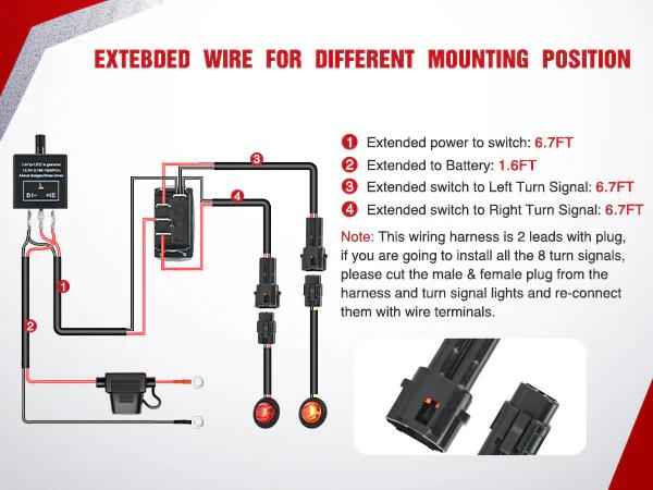 Nilight UTV ATV Turn Signal Wiring Harness Kit Street Legal Flasher Relay Kits with Vertical Rocker Switch Red &Yellow Lights for Polaris Kawasaki Teryx Can Am Commander Cat Wild Green Backlight