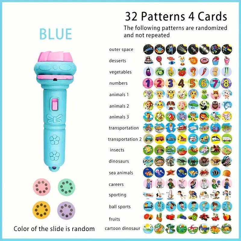 32-Pattern Projection Flashlight, Bedtime Educational Toy, Visual Learning Tools, Learning Machine, and Portable Storytelling Light, Multi-Pattern Animals Projector for Toddlers, Ideal Holiday and Back-to-School Gift