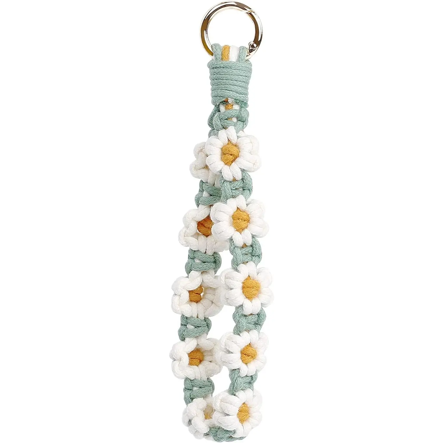 Boho Macrame Keychain Wristlet Keychain Weave Exquisite Keyring Holder Bracelet Handmade Wrist Lanyard for WomenGift.