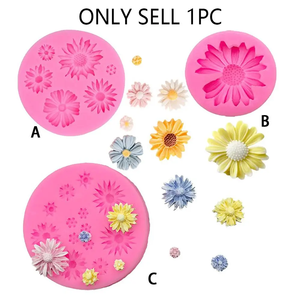 Daisy & Sunflower Shaped Food Grade Silicone Reusable Mold, 1 Count Multi-purpose Floral Design DIY Baking Mold, Baking Tools for Home Kitchen Silicone Molds