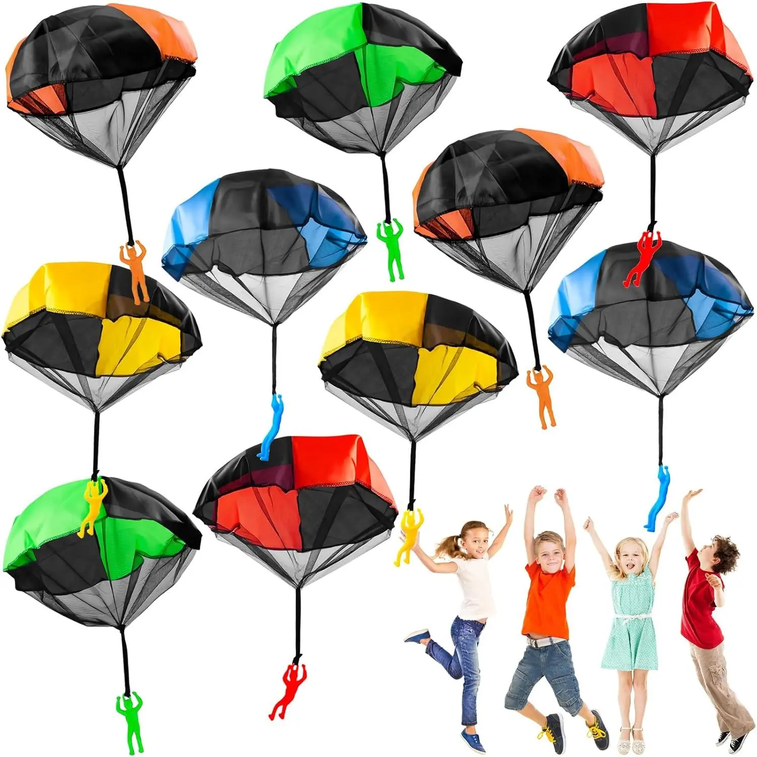 10 Pack Parachute Toy for Kids, Tangle Free Figures Parachute, Throwing Flying Toys Parachute for Boys Girls Indoor & Outdoor, Gift, Party Favors (5 Colors)fidget toys