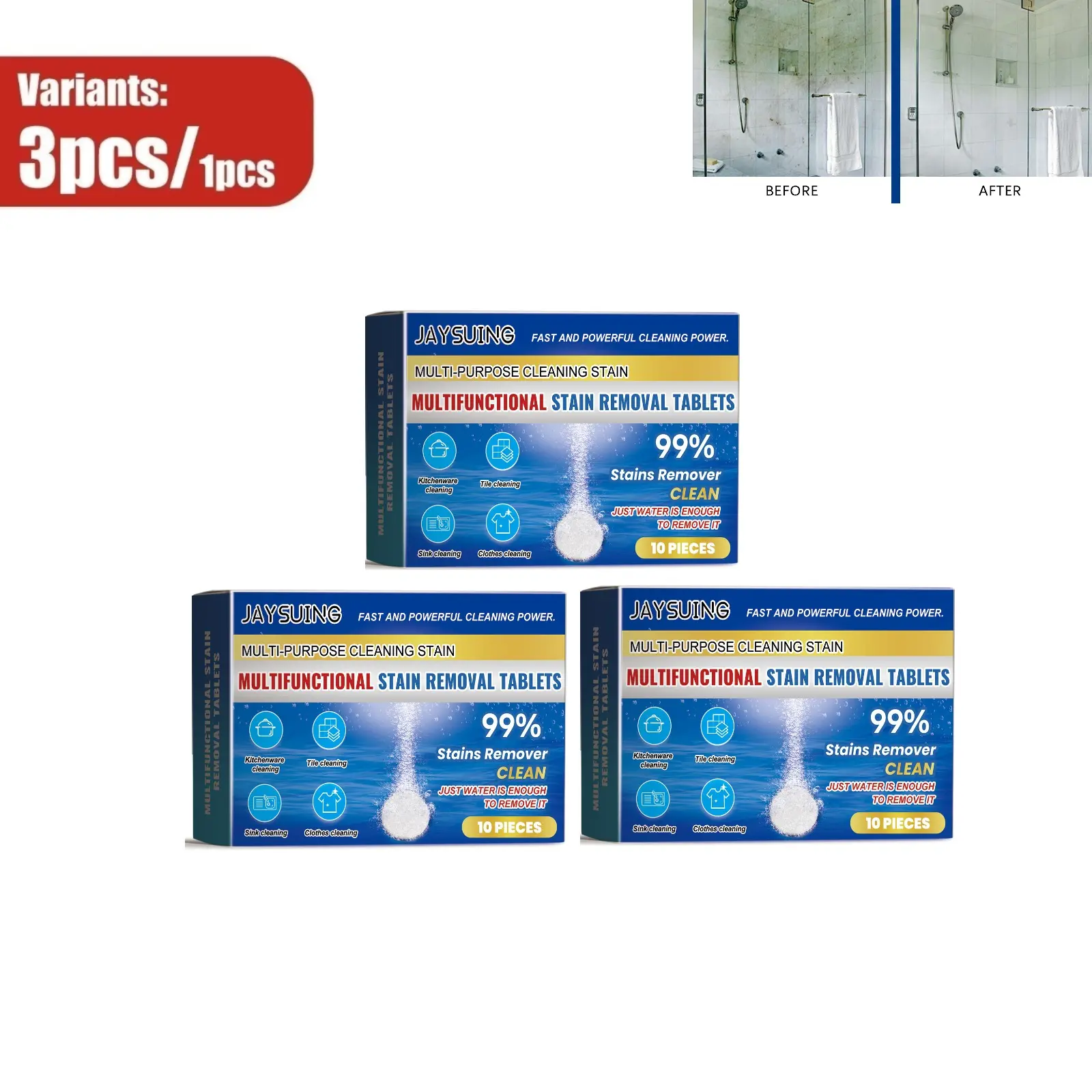 Multi-Efficient Descaling Cleaning Tablets, Mild Non-Irritating Safe Formula, Super Convenient For Daily Household Use, Effortlessly Remove Limescale, Perfect Multi-Scenario Cleaning Tabs For Home Appliances & Surfaces