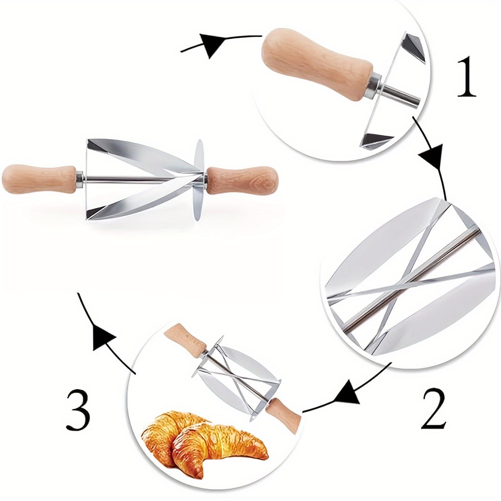 HANYUE Stainless Steel Roller Dough Cutting Tool, Special Croissant Baking Tool