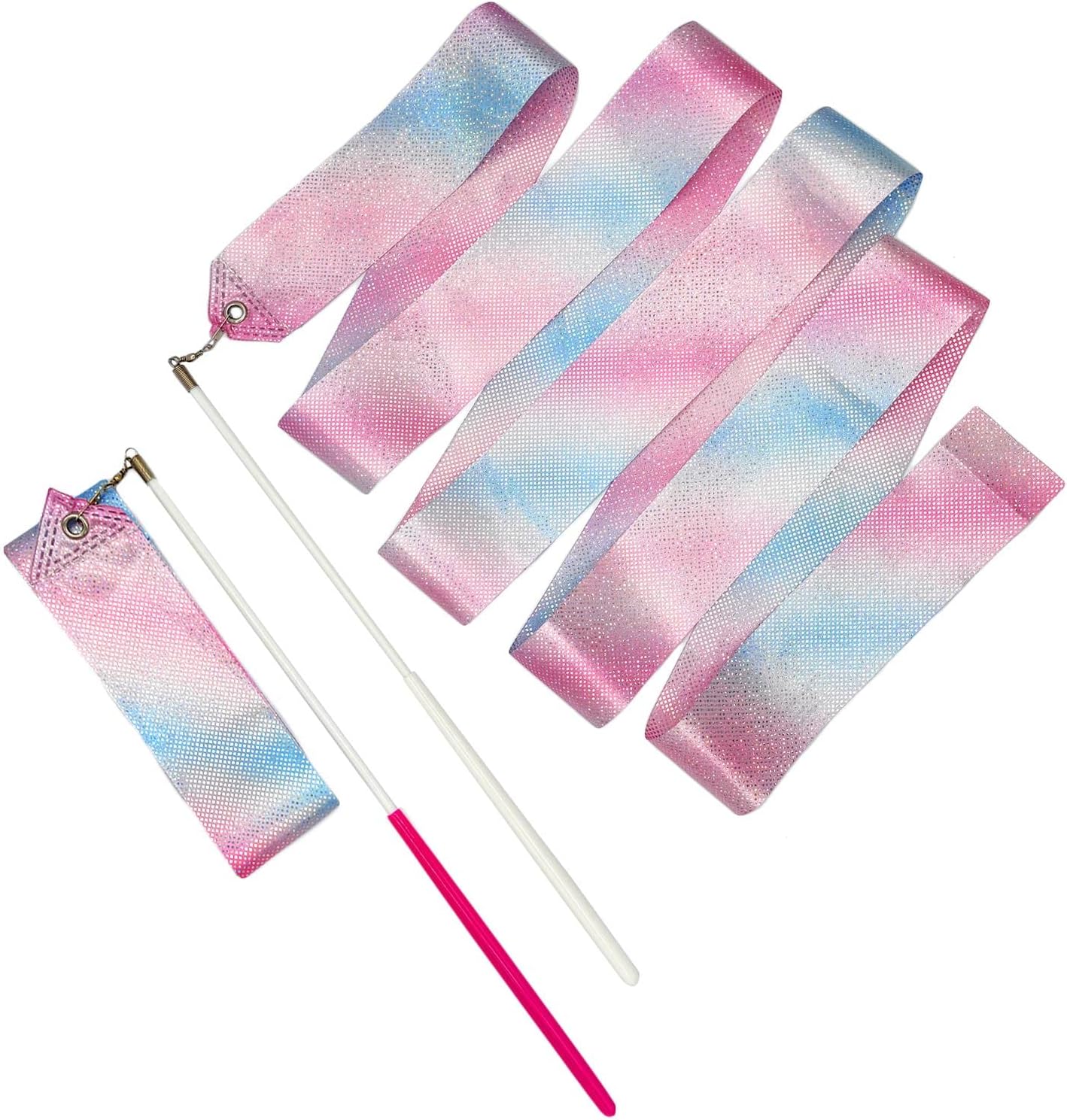 2pcs 78.7inch Gymnastic Ribbon Sparkling Dance Ribbon Twirling Baton Long Ribbon Streamers Rhythmic Gymnastics for Kids Artistic Dancing Training Party Favors with Ribbon Dancer Wand