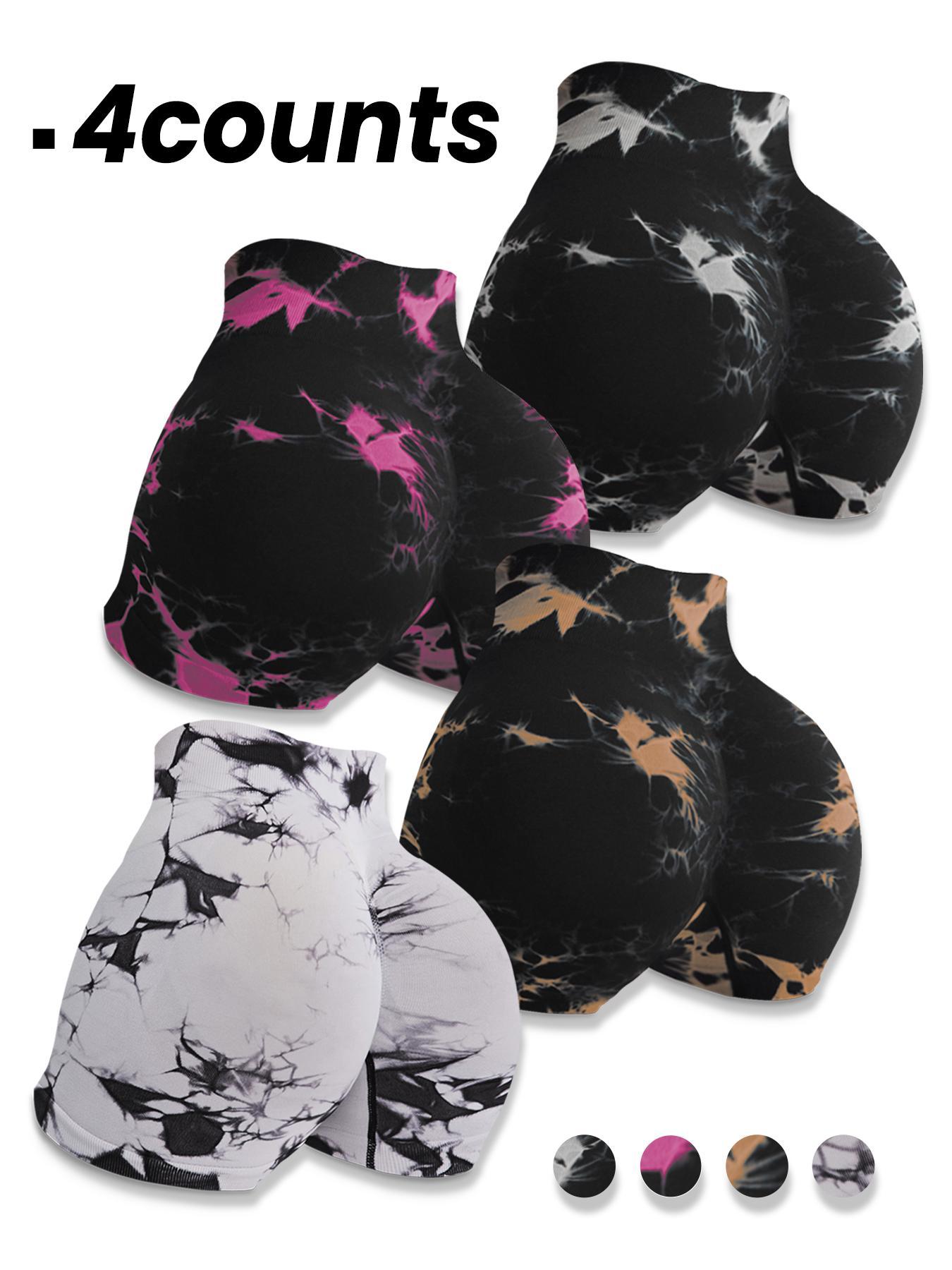 Women's Tie Dye High Waist Sports, Casual Comfy Breathable Skinny Workout Impact Shorts for Yoga Gym Workout Running, Ladies Sportswear for All Seasons