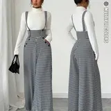 【Black Friday】Women's Knitted Houndstooth Print Wide Leg Pants with Front Pockets, Fashionable Elegant Casual Commuter Overalls, All Seasons