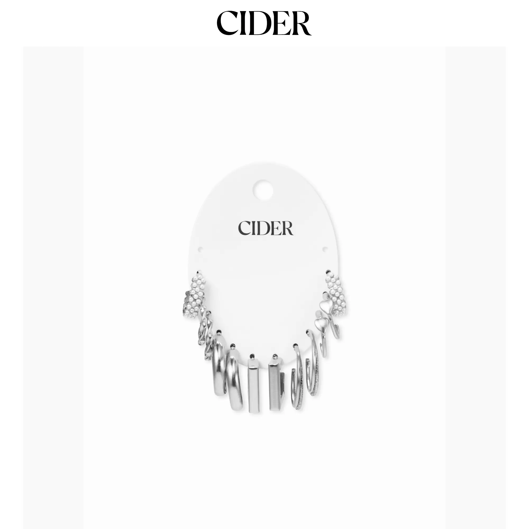 Cider 6 PAIRS HEART & FAUX PEARL & TWISTED HOOP EARRINGS SET