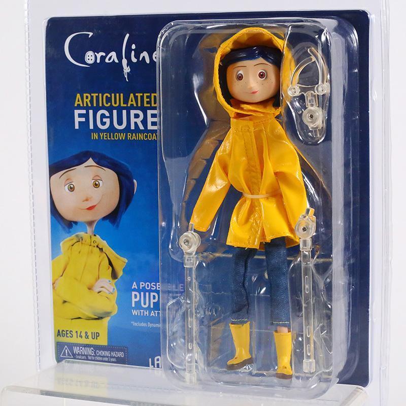 NECA Coraline in Striped Shirt / Yellow Raincoat 7" ABS/PVC Action Figure Toy Doll