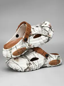 Summer New Retro Tree Pattern Thick Sole Holey Shoes, Unisex Eva Sandals, Anti-Slip Breathable, Sizes 37-48, Outdoor Beach Garden Camping Home
